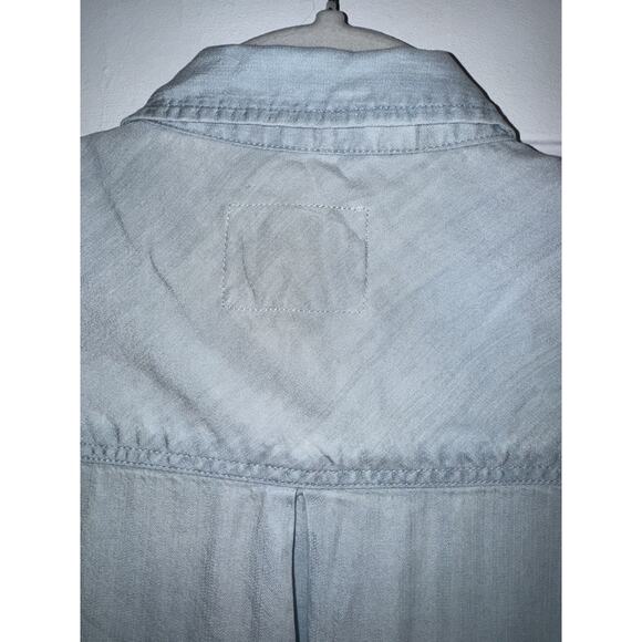 Rails Ingrid Raw Light Vintage Shirt Blue Raw Hem Long Sleeve Button Down Sz S - Picture 8 of 12